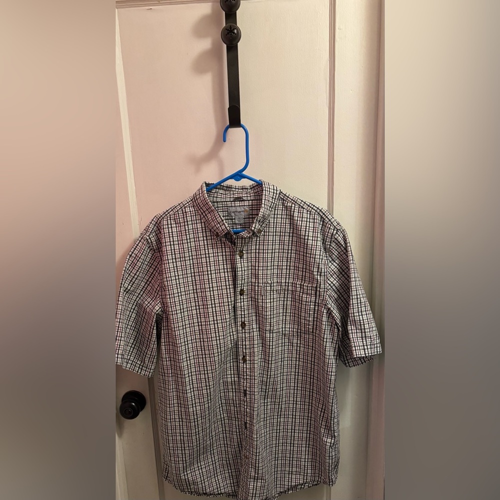 Carhartt Men's  size large tall short sleeve plaid button up